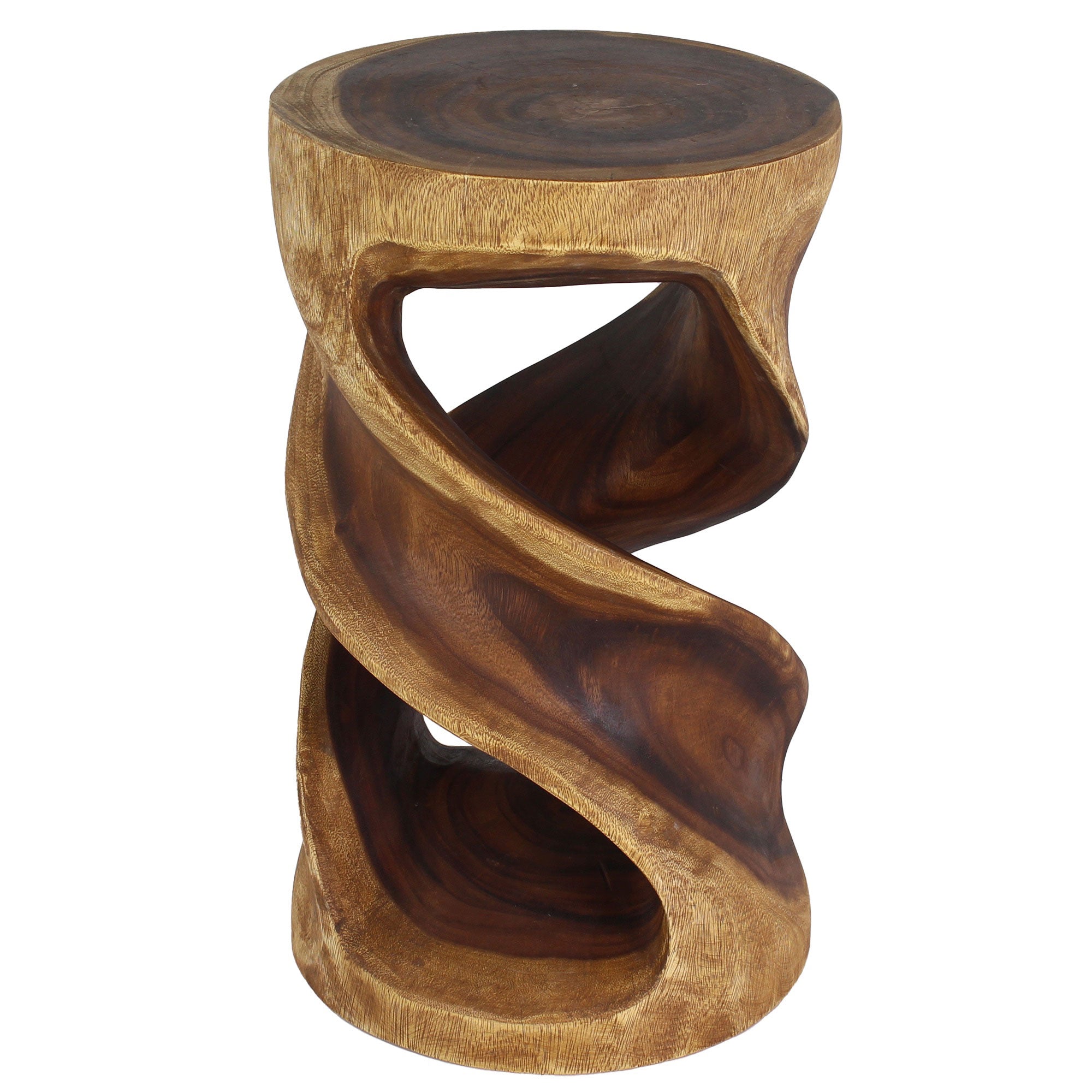 Tovin Round Double Twist End Table 14 in SQ x 23 in H Walnut