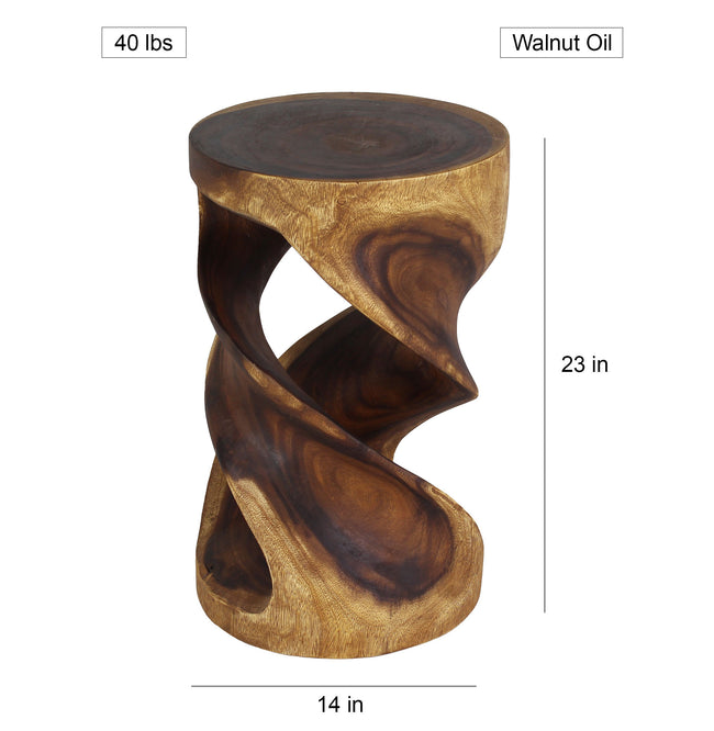 Tovin Round Double Twist End Table 14 in SQ x 23 in H Walnut