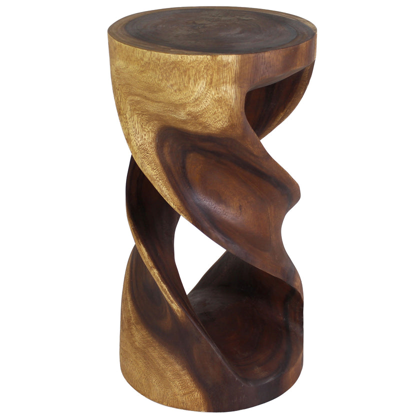 Tovin Round Double Twist End Table 14 in SQ x 26 in H Walnut