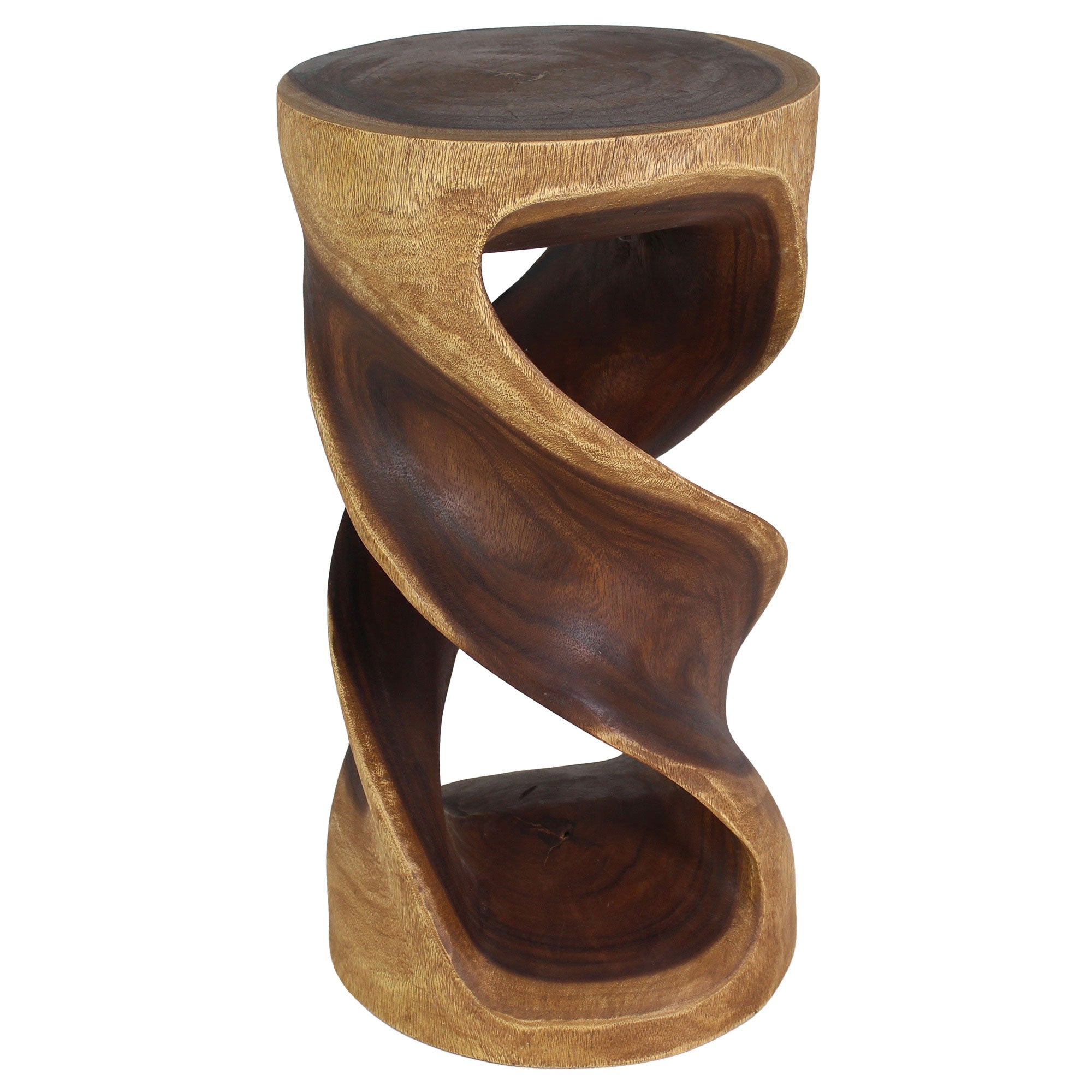Tovin Round Double Twist End Table 14 in SQ x 26 in H Walnut
