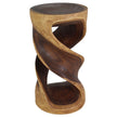 Tovin Round Double Twist End Table 14 in SQ x 26 in H Walnut
