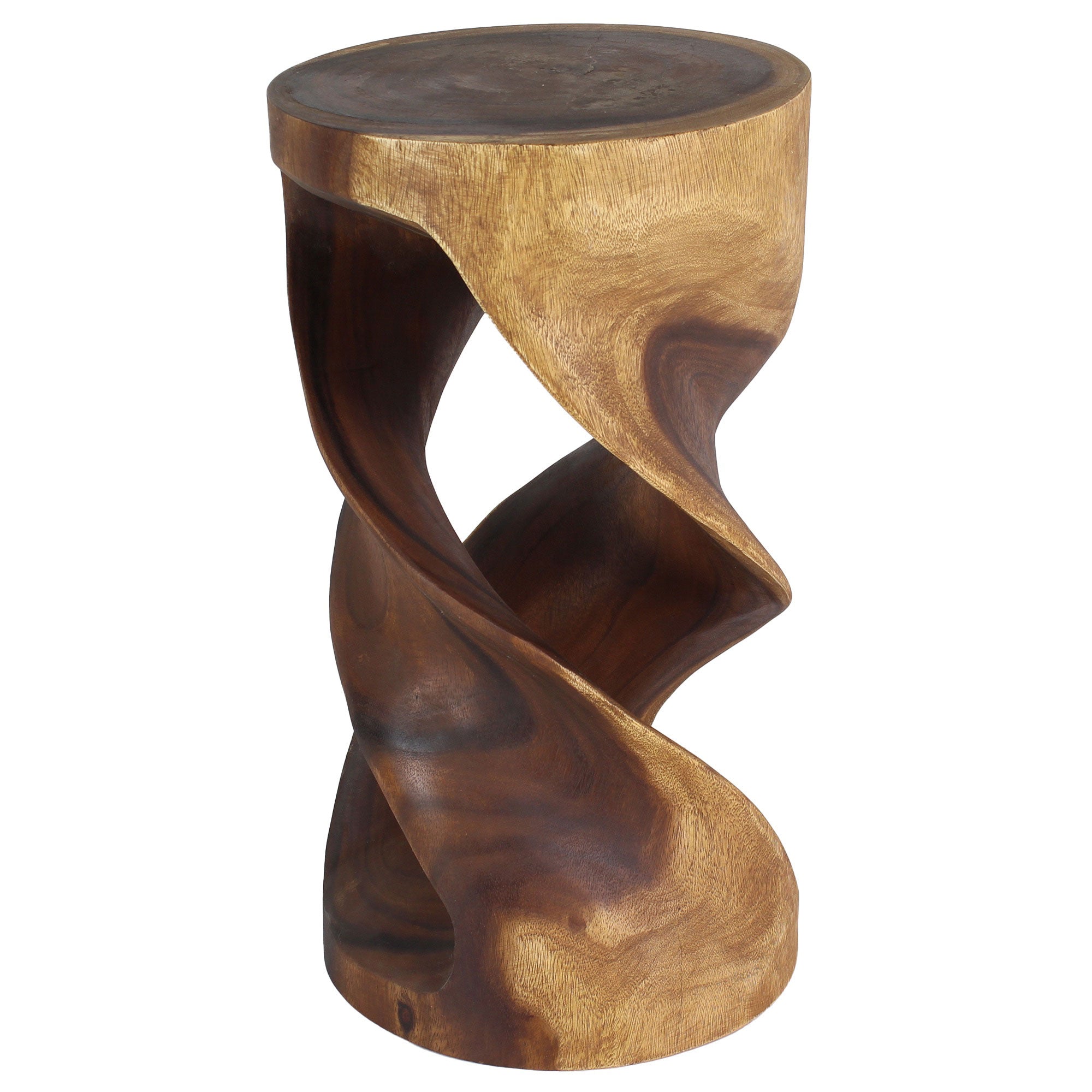 Tovin Round Double Twist End Table 14 in SQ x 26 in H Walnut