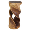 The Tovin Round Double Twist Solid Wood End Table 14 in SQ x 30 in H Walnut