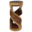 The Tovin Round Double Twist Solid Wood End Table 14 in SQ x 30 in H Walnut