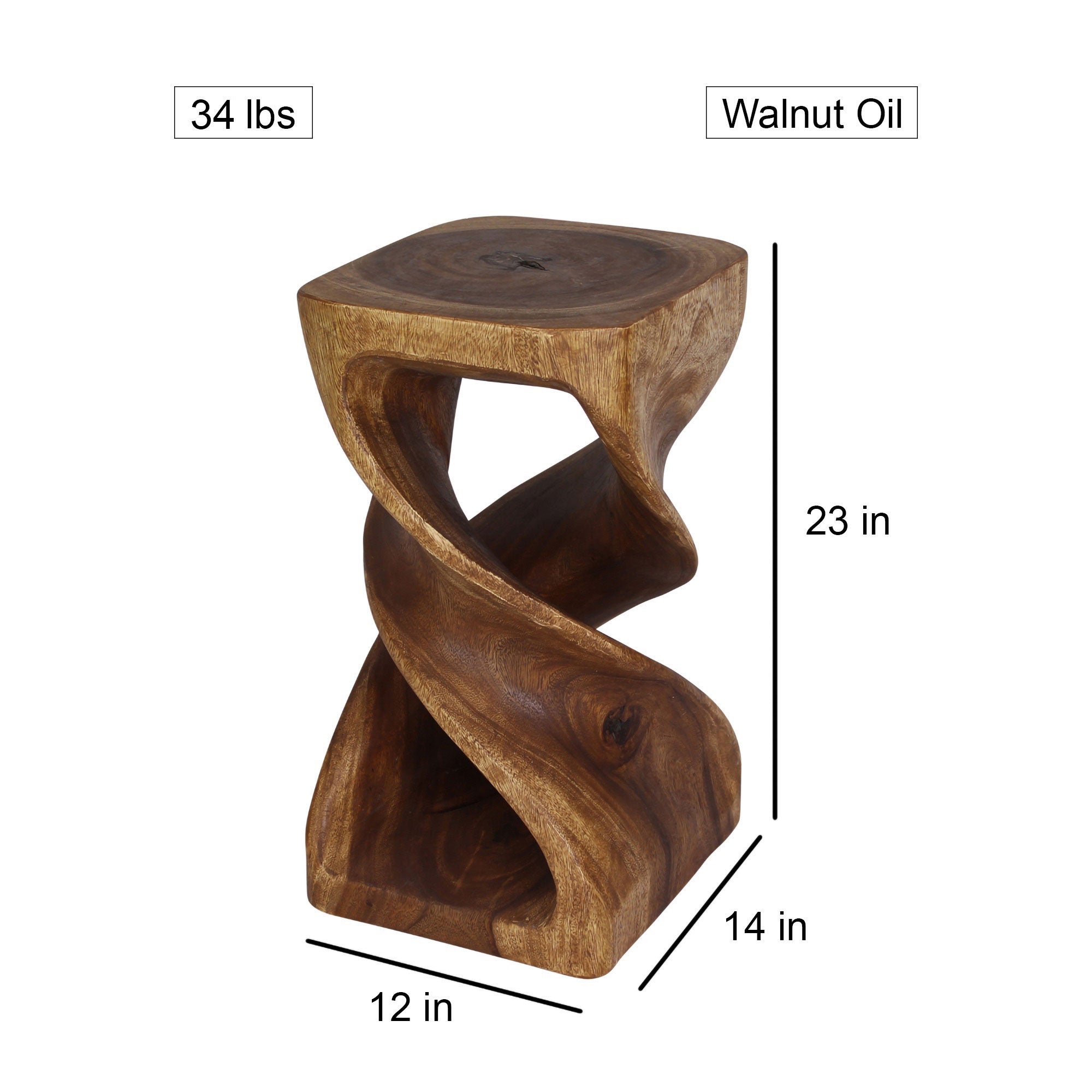 Kirel Rectangular Double Twist End Table 12 x 14 in x 23 in H Walnut