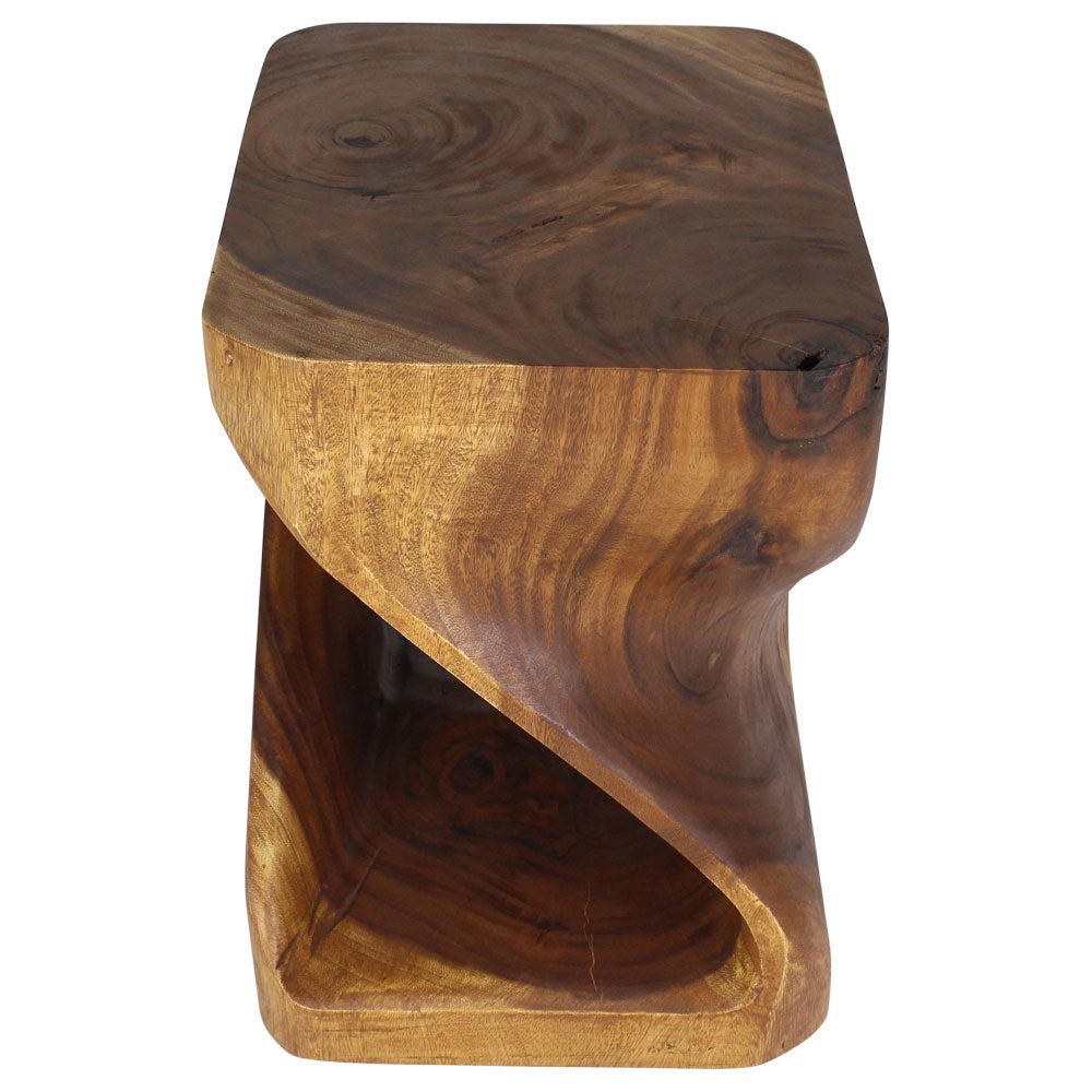 Rivena Rectangular Sculpted End Table 20 x 15 x 20 in High Walnut