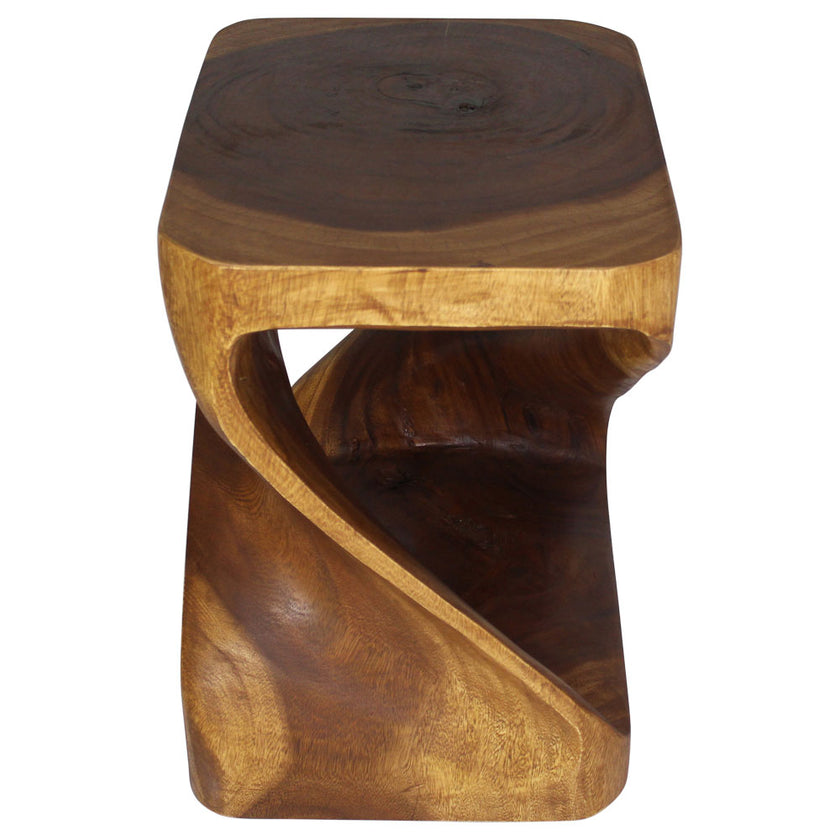 Rivena Rectangular Sculpted End Table 20 x 15 x 20 in High Walnut