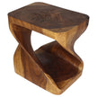 Rivena Rectangular Sculpted End Table 20 x 15 x 20 in High Walnut