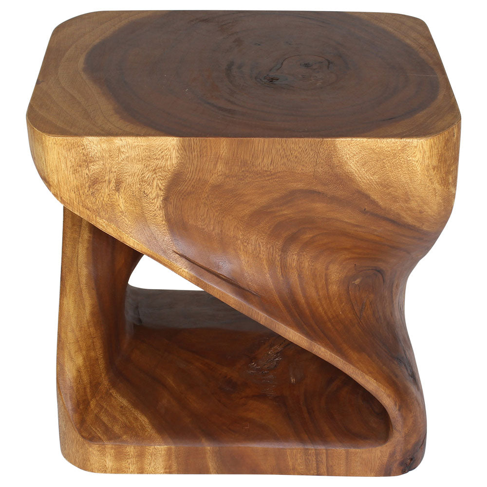 Rivena Rectangular Sculpted End Table 20 x 15 x 20 in High Walnut