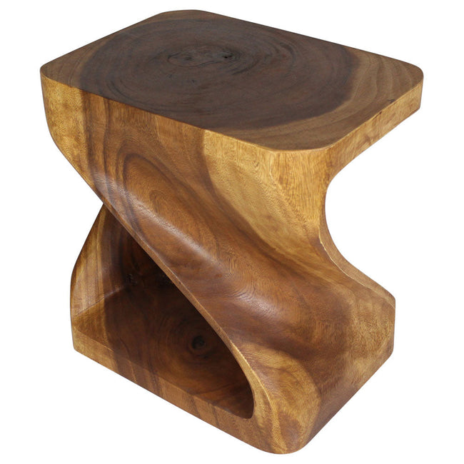 The Rivena Rectangular Sculpted Solid Wood End Table 20 x 15 x 20 in High Walnut