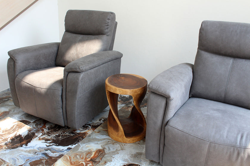Zora Round Accent End Table 14 in DIA x 20 in H Walnut