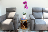 Zora Round Accent End Table 14 in DIA x 20 in H Walnut