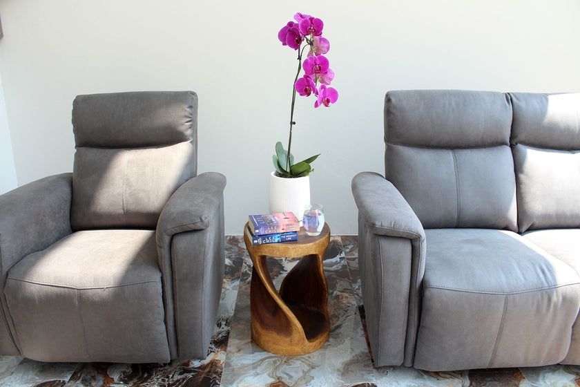 Zora Round Accent End Table 14 in DIA x 20 in H Walnut