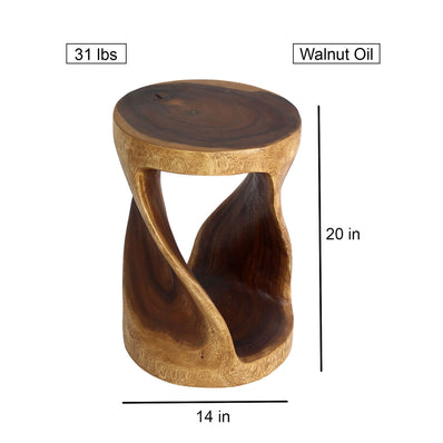 Zora Round Accent End Table 14 in DIA x 20 in H Walnut