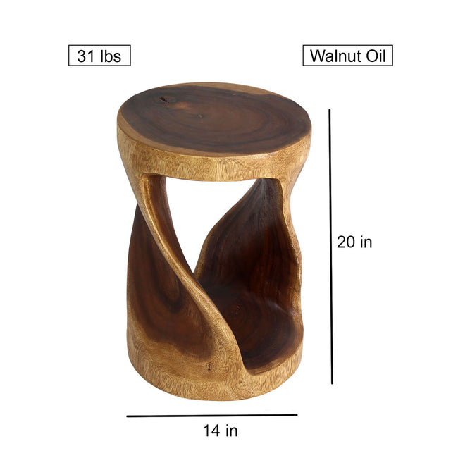 The Zora Round Accent Solid Wood End Table 14 in DIA x 20 in H Walnut