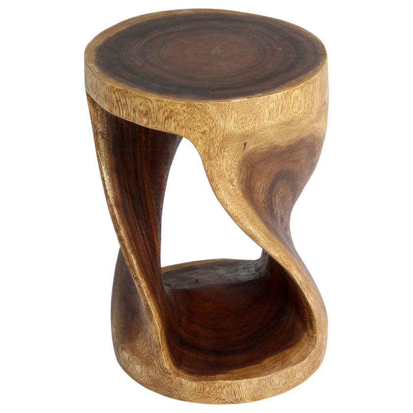 The Zora Round Accent Solid Wood End Table 14 in DIA x 20 in H Walnut