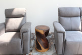 Zora Round Accent End Table 14 in DIA x 23 in H Walnut