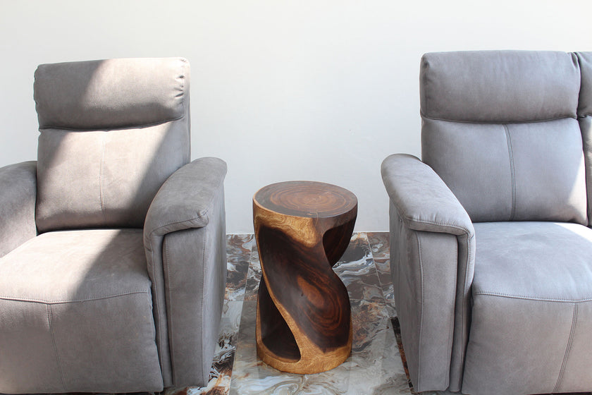 Zora Round Accent End Table 14 in DIA x 23 in H Walnut