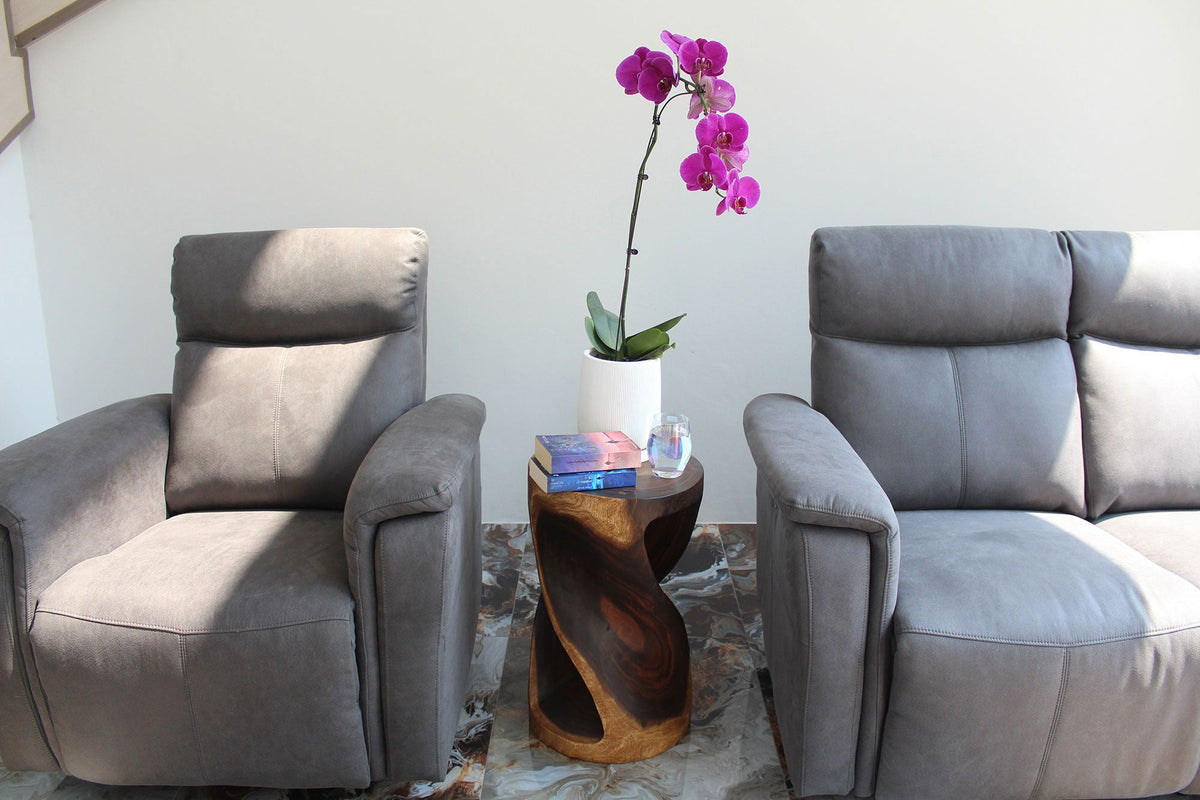 The Zora Round Accent Solid Wood End Table 14 in DIA x 23 in H Walnut