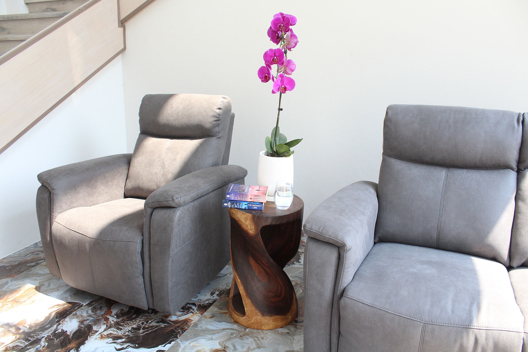 Zora Round Accent End Table 14 in DIA x 23 in H Walnut