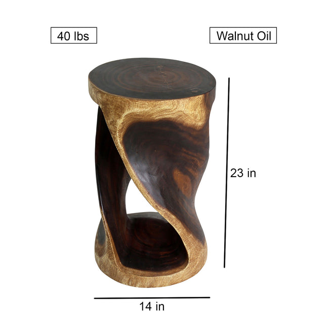 The Zora Round Accent Solid Wood End Table 14 in DIA x 23 in H Walnut