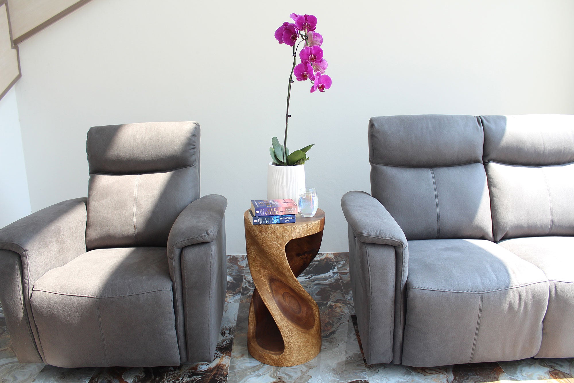 Zora Round Accent End Table 14 in DIA x 26 in H Walnut