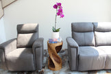 Zora Round Accent End Table 14 in DIA x 26 in H Walnut