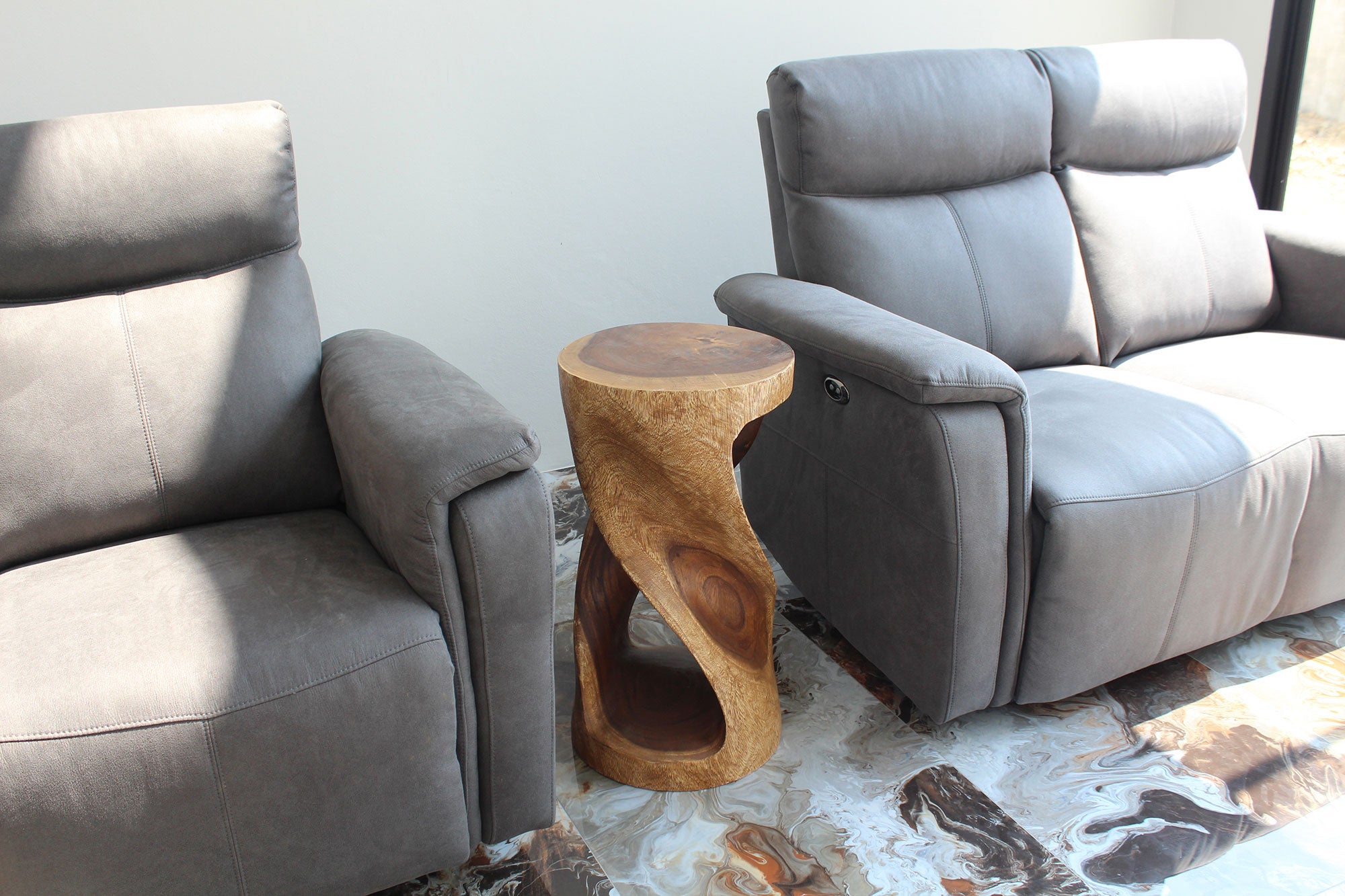 Zora Round Accent End Table 14 in DIA x 26 in H Walnut