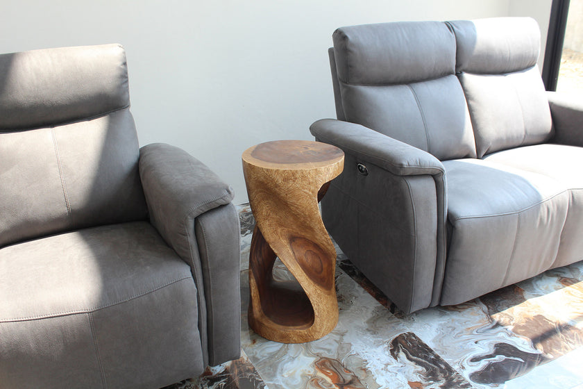 Zora Round Accent End Table 14 in DIA x 26 in H Walnut