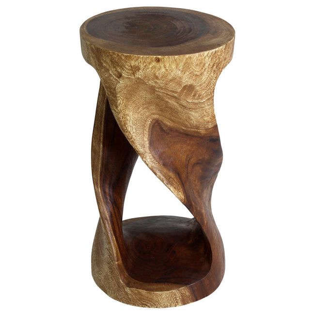 The Zora Round Accent Solid Wood End Table 14 in DIA x 26 in H Walnut