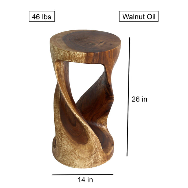The Zora Round Accent Solid Wood End Table 14 in DIA x 26 in H Walnut