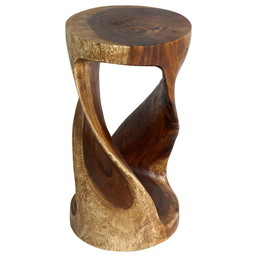 Zora Round Accent End Table 14 in DIA x 26 in H Walnut