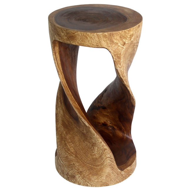 Zora Round Accent End Table 14 in DIA x 26 in H Walnut