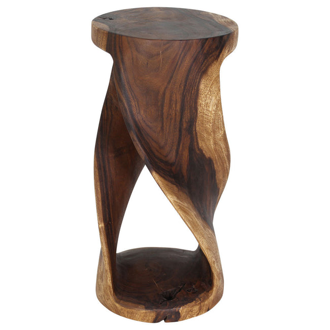 The Zora Round Accent Solid Wood End Table 14 in DIA x 30 in H Walnut