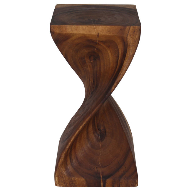 The Zorin Single Twisted Solid Wood End Table 12 x 12 x 24 in H Walnut