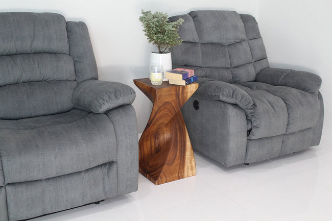 The Zorin Single Twisted Solid Wood End Table 12 x 12 x 24 in H Walnut
