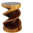 The Atria Round Spiral Zig Zag Solid Wood End Table 15 D x 20 in H Walnut
