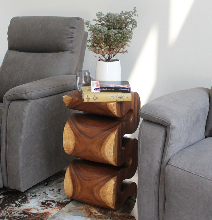 Orenza Snake End Table 12 x 14 x 25 in H Walnut