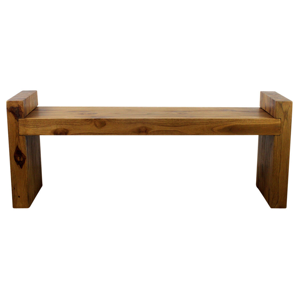 The Solis Large Teak Block Bench 48 x 12 x 19 in H KD Oak