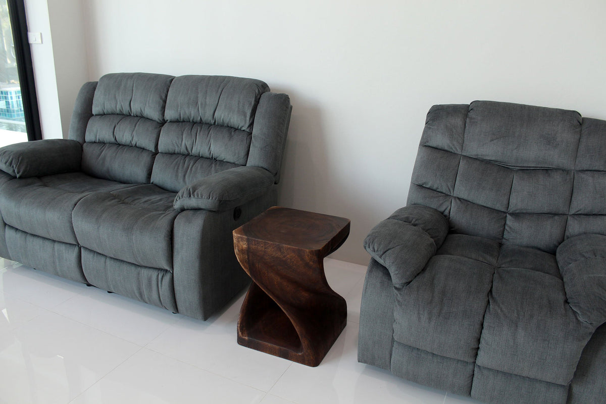 The Selorin Wide Twisted Solid Wood End Table 15 x 15 x 20 in H Mocha