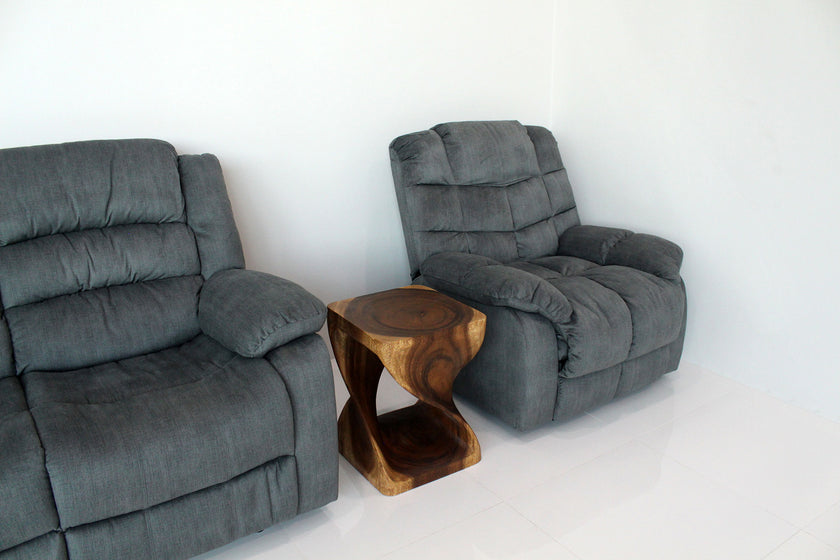 Selorin Wide Twisted End Table 15 x 15 x 20 in H Walnut