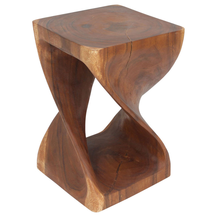 Selorin Wide Twisted End Table 15 x 15 x 23 in H Cherry
