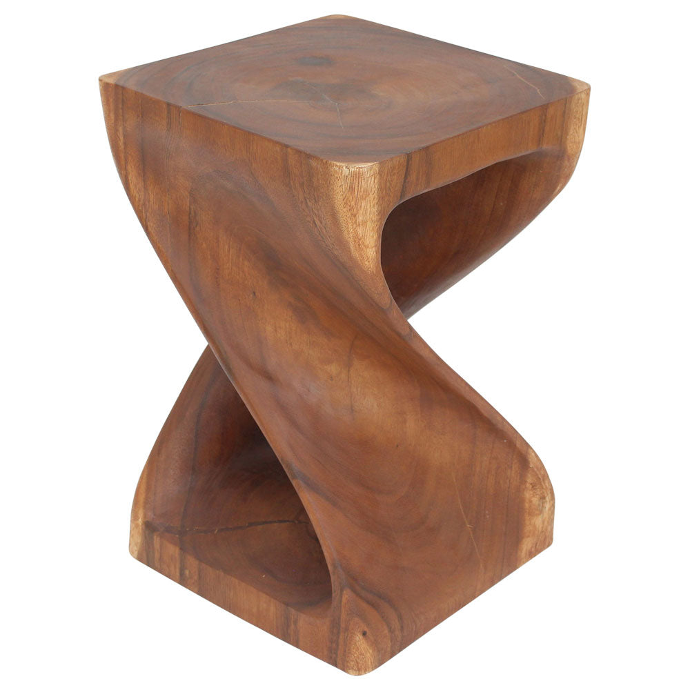 Selorin Wide Twisted End Table 15 x 15 x 23 in H Cherry
