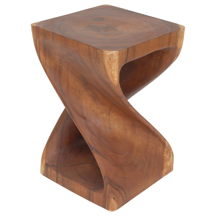 Selorin Wide Twisted End Table 15 x 15 x 23 in H Cherry