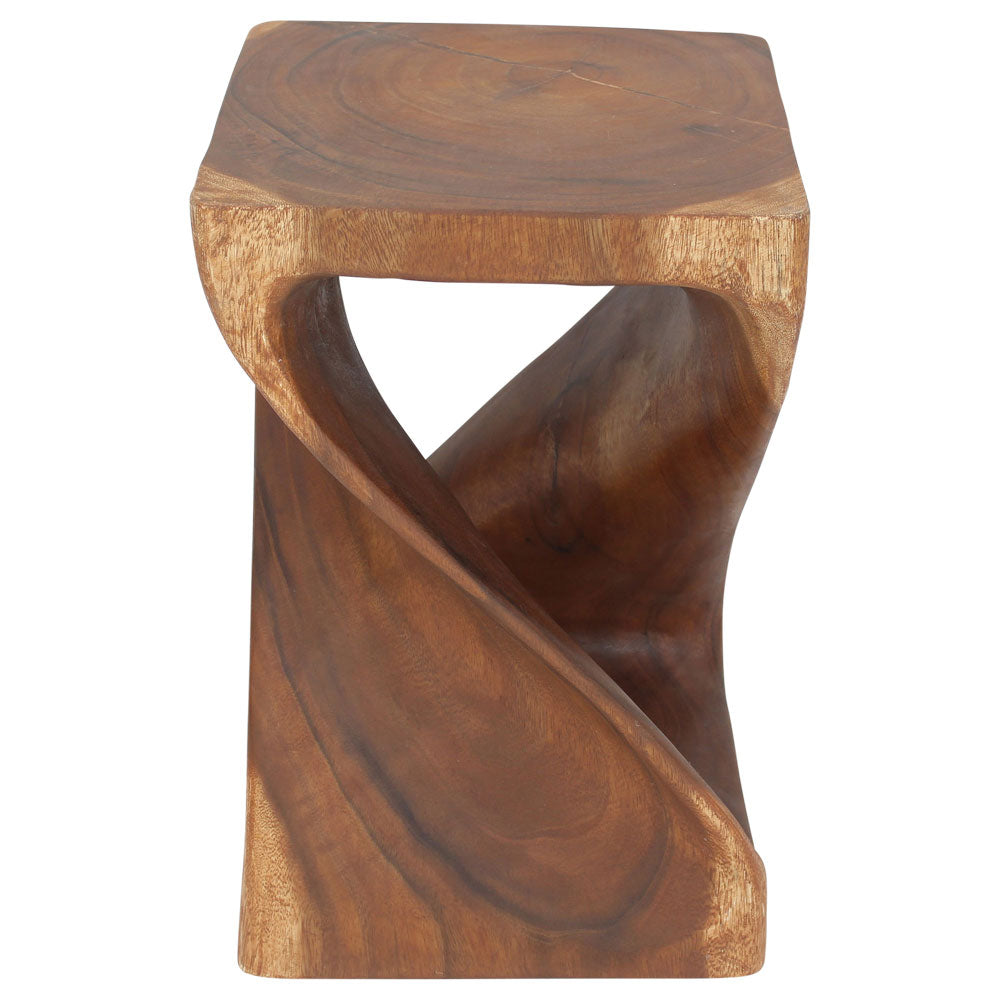 Selorin Wide Twisted End Table 15 x 15 x 23 in H Cherry