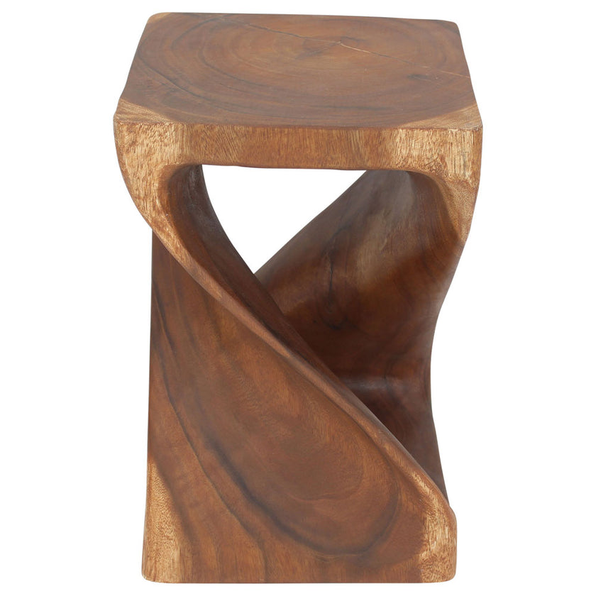 Selorin Wide Twisted End Table 15 x 15 x 23 in H Cherry