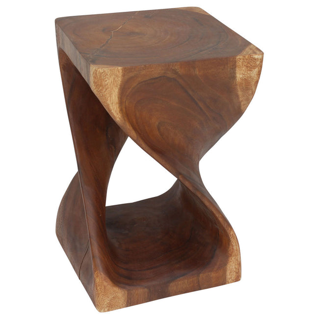 The Selorin Wide Twisted Solid Wood End Table 15 x 15 x 23 in H Cherry