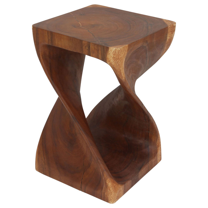 Selorin Wide Twisted End Table 15 x 15 x 23 in H Cherry