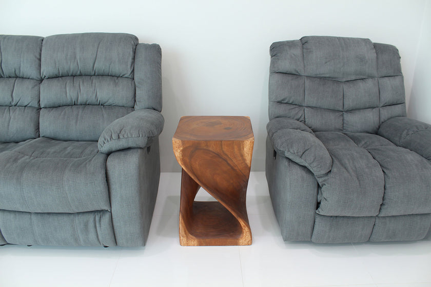 Selorin Wide Twisted End Table 15 x 15 x 23 in H Cherry