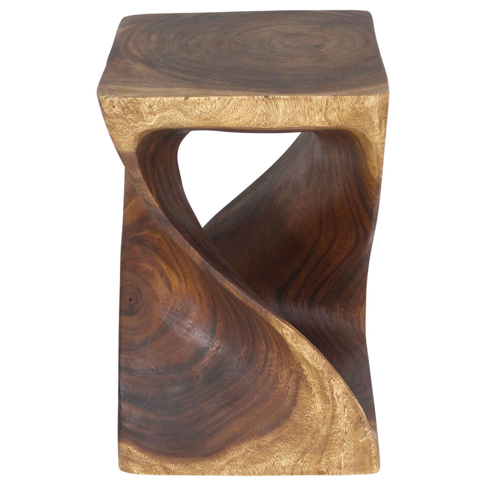 Selorin Wide Twisted End Table 15 x 15 x 23 in H Walnut